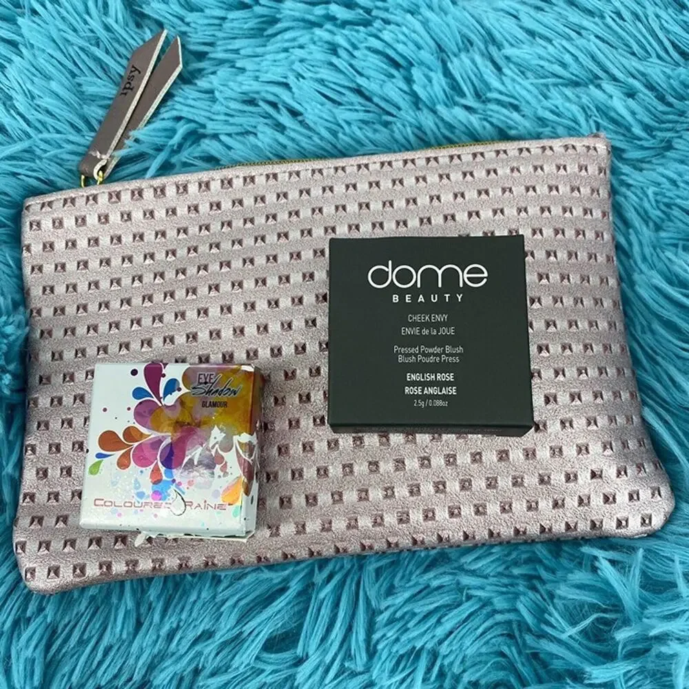 Beauty Bundle: 3pcs. Bag, Dome Beauty Blush, Coloured Raine Eyeshadow.